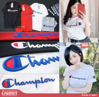 ?เสื้อยืด?C A H M P I O N เสื้อยืดผ้าคอตตอน ปัก 100% ใส่ได้ทั้ง ชาย-หญิง ขนาด S M L XL สีขาว ดำ (มีเก็บเงินปลายทาง)