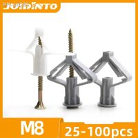 JUIDINTO 25-50pcs Plastic Expansion Drywall Anchor Kit With Screws M8x38 M8x50 Self Drilling Wall Home Pierced Screw