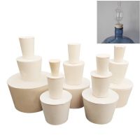 Laboratory Solid Rubber Stoppers Exhaust Valve White Plug Flask Bungs Tapered Bottle Alkali-resisting Tube Sealed Lid Lab Corks