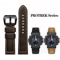 ?ยอดนิยม?สายหนังวัว/หนังอิตาลีขนาด24มม. สำหรับ Casio PRG-650 PRW-6600 PRG600้านนอกสายนาฬิกาข้อมือแบบย้อนยุค