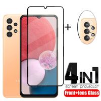 (Bishop Belle)4-In-1สำหรับ Samsung Galaxy A13สำหรับ Samsung A13กระจกนิรภัย HD Screen Protector สำหรับ Samsung A02S A12 M33 A13เลนส์