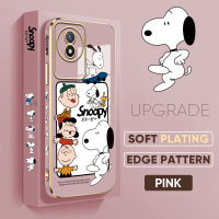 เคส PMP ฟรีสายคล้อง Y02T Y02A เคสสำหรับ Vivo รูปการ์ตูนสนู้ปปี้ชาร์ลีขอบสี่เหลี่ยมเคสเคสโทรศัพท์ชุบหรูหราชุบเคสโทรศัพท์นิ่ม