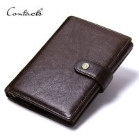 ZZOOI CONTACTS Top Quality Genuine Cow Leather Wallet Men Hasp Design Short Purse With Passport Photo Holder For Male Clutch Wallets