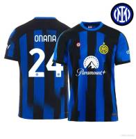 2023-2024 Internazionale Home Jersey Onana Goalkeeper Football Short Sleeve Tshirts Sports Tee Plus Size