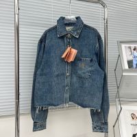 [FREE SHIPPING] Pocket Embroidered Short Jacket All Cotton Denim