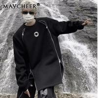 MAYCHEER เสื้อสเวตเชิ้ตแฟชั่นของผู้ชายแขนยาวเสื้ออันเดอร์ระดับไฮเอนด์ดีไซน์เสื้อสวมศีรษะมีซิป