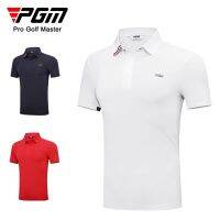 PGM Mens Golf Short Sleeve T-shirt Perforated Design Quick Drying Sport Polo Shirts YF585