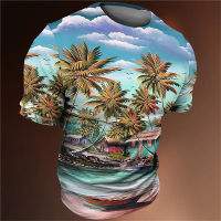 2023 NEWCoconut Tree 3d พิมพ์เสื้อยืดผู้ชาย R ฤดูร้อนแฟชั่นแขนสั้นเสื้อยืด Casual Vintage Street T เสื้อสำหรับชายฤดูร้อน