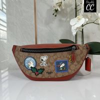 (แท้ ?%‼ from Factory) X Peanuts Warren Belt Bag In Signature Canvas With Patches (CE541)