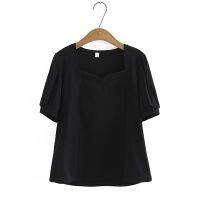 【มีไซส์ใหญ่】Plus Size Womens L-4XL Square Neck Summer Shirts Oversized A-line Female Tops Fashion Black Red Large Size Top