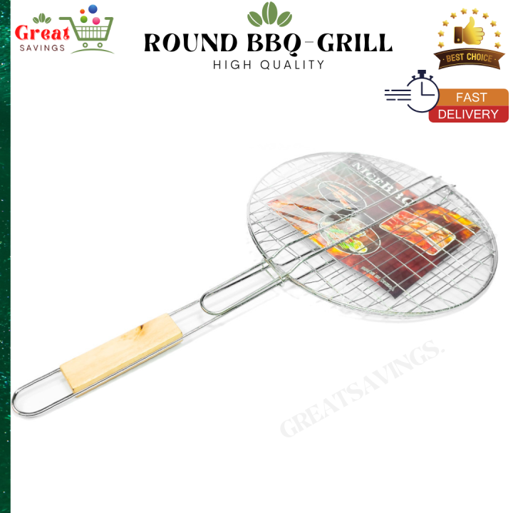 Grilling Basket Folding Round BBQ Grill Basket Grill Rack With