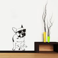 [COD] French Bulldog With Sunglasses Wall Sticker Handsome Fashion Dog Vinyl Decal Boys Bedroom SA117