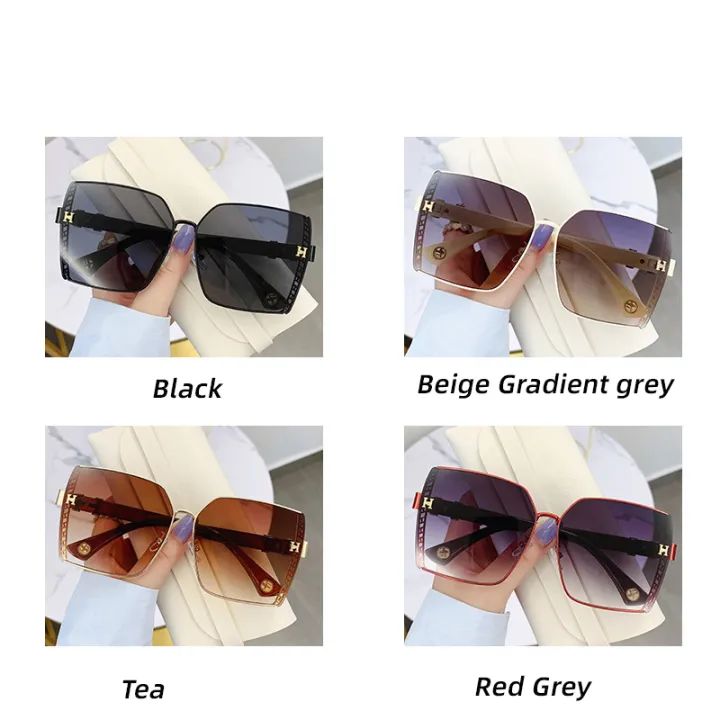 แฟชั่นที่ไม่มีขอบแว่นกันแดดผู้หญิงหรูหราวินเทจผิดปกติตัดอาทิตย์แว่นตาเลดี้เฉดสีไล่โทนสีแว่นตาชา-uv400