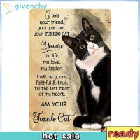 Tuxedo Cat Plate Vintage Metal Tin Sign Plaque for Bar Pub Club Garage Cafe