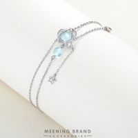 MeeningBrand ❥ สร้อยข้อมือเงิน BLUE SATURN DIAMOND STAR [01-0047]