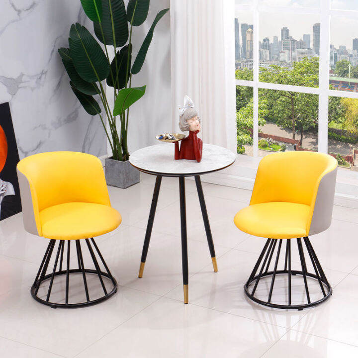 Rotatable Nordic light luxury balcony small table and chair leisure