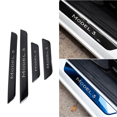 Tesla Model 3 Car Door Sill Protection Strip Stainless Steel Door Scuff Plate Accessories For Model3