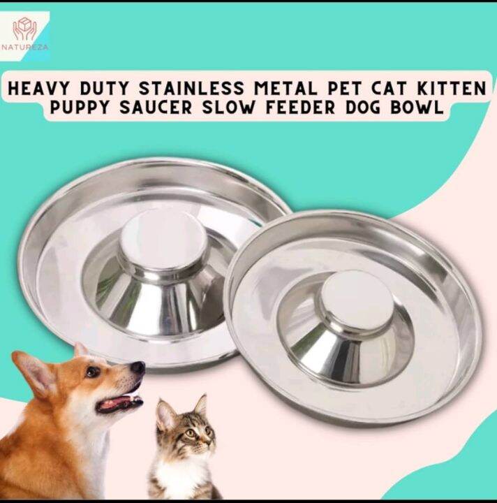 Heavy Duty Stainless Puppy Saucer Slow Feeder Dog Bowl Lazada PH