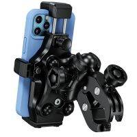 Motorcycle Phone Mount Anti-Vibration 1 Ball Phone Holder Handlebar Anti-Theft Double Socket Arm Fits for 4.7 -7.2 Cellphones