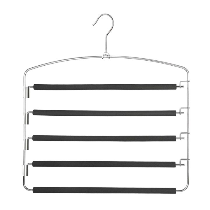 6x-pants-hangers-5-layers-metal-slack-magic-hangers-non-slip-foam-padded-swing-arm-space-saving-hanger