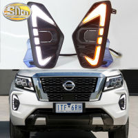 2PCS LED Daytime Running Light For Nissan Navara 2021 2022 Dynamic Turn Yellow Signal Relay Car 12V LED DRL Day Light