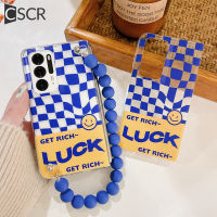 CSCR Blue Checkerboard Lucky Smiley เคสโทรศัพท์สำหรับออปโป้ไฟนด์ N2สร้อยข้อมือสีน้ำเงิน PC ฝาหลังกันกระแทกสำหรับออปโป้ไฟนด์เคส N2