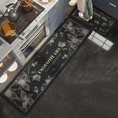 Kitchen Floor Waterproof Non-Slip Rug Stain-Resistant Oil-Resistant Carpet Wash-Free Bathroom Bedroom Mat Mat Pu Leather