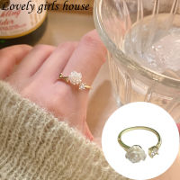 【♡Lovely girls house♡】Camellia แหวนปรับขนาดได้สำหรับผู้หญิงปรับได้,แหวนใส่นิ้วเพทายหรูหราปรับบุคลิกแฟชั่น