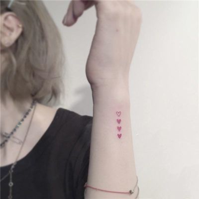 【YF】 Waterproof Temporary Tattoo Sticker Pink Heart Design Body Art Fake Flash Shoulder Wrist Female Male