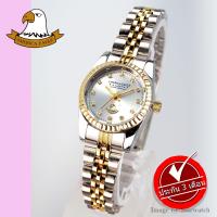 AMERICA EAGLE Watch นาฬิกาข้อมือผู้หญิง กันน้ำ สายสแตนเลส รุ่น AE8001L - GoldSilver/Silver