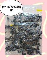 1UF 50V RUBYCON DIP (1ชุดมี5ชิ้น)