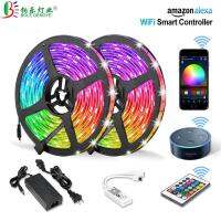 5050 RGB LED Strip การควบคุมโทรศัพท์ไร้สาย WiFi เทปทำงานร่วมกับ Amazon Alexa Google Home IFFFT DC 12V ยืดหยุ่น Strip Light + Power-asferttyre