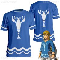 AEOZAD Link คอสเพลย์ Camarão Azul T เสื้อ Homens Traje อะนิเมะเกม A Lenda De Zelda Roleplay Casual มังงะ Curta TOP tees