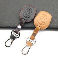 ✎✑ High quality car keychain leather key cover for Ssangyong remote control 2 button car smart key case Key car accessories shell