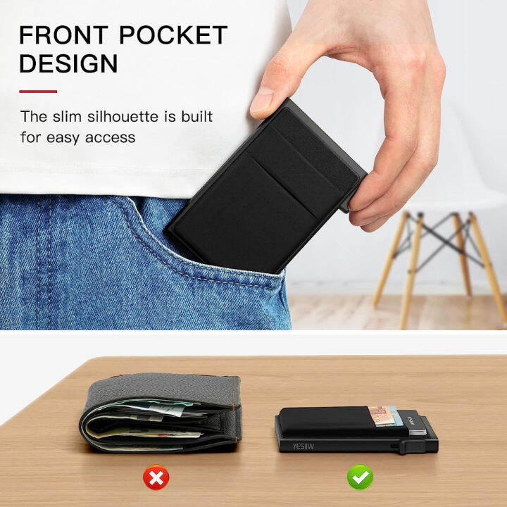 yesiiw-minimalist-pop-up-card-holder-wallet-for-men-rfid-blocking-slim-business-credit-card-wallet-with-money-pocket-aluminum-metal-bank-card-case-for-notes-and-coins-and-debit-cards-black-a1-black