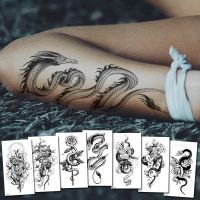 hot！【DT】㍿  Adult Temporary Tattoos Snake Totem Men Arm Sleeve Leg Fake