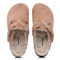 2023 Winter Mens Closed Toe Cork Fur Slippers Cow Suede Leather Plush Clogs Cork Sandals For Men Women Garden Clog Slides