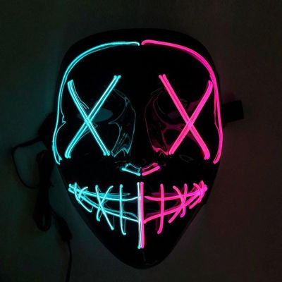 NEW Halloween Masks Neon Fashion Masquerade Glowing Maske Mixed Color Scary LED Light Masque Horror Cosplay Party Mask Supplies