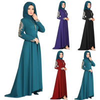 Explosive Womens European And American Muslim Dress Embroidered Classical Temperament Dress Irregular Skirt