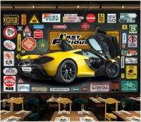 custom mural 3d photo wallpaper Retro sports car car license plate logo quotes home decor wallpaper for walls 3d living room