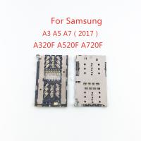 【✆New✆】 nang20403736363 สำหรับ Samsung Galaxy A3 A5 A7 2017 A320f A520f A720f ถาดใส่ซิมเครื่องอ่านการ์ดที่จับเม็มโมรี่คาร์ด Sd ขนาดไมโครช่องสายไฟสายเคเบิลซ่อมแซม