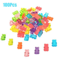 100pcs Charms Nail Jewelry For Crafting Making Slime Colorful Keychains Pendants Art Bear Resin Flatbacks