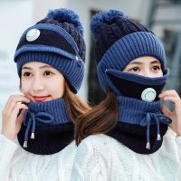 【Miki Xinyuan】2020ใหม่3ชิ้นชุดผู้หญิง39; S ถักหมวกผ้าพันคอหมวกคอ WarmerHat สำหรับ LadiesSkullies Beanies หมวกขนแกะที่อบอุ่น