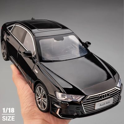 1:18 Audi A6 Limousine Alloy Die Cast Toy Car Model Sound And Light Pull Back Childrens Toy Collectibles Birthday Gift Ornaments