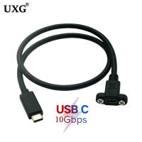 USB 3.1 Type C ชายกับหญิงส่วนต่อขยายสายเคเบิ้ลที่มีแผงเมาสกรู,USB C หญิง USBc ชายขยายลวด Extender สายข้อมูล