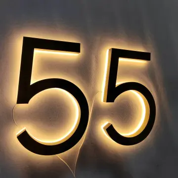 Metal 3D LED House Number Light Outdoor Stainless Steel Lighted Letter Sign  Logo Address Plaque Home Hotel Door Plate Waterproof