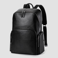 DIDE Large Capacity 15 Inch Laptop Bag Genuine Leather Backpack Weekend Work Travel Mens Business Casual Waterproof Black