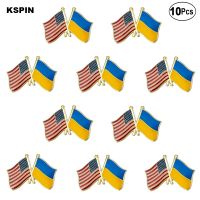 10pcs a Lot U.S.A and Ukraine Flag Lapel Pin Flag badge Brooch Pins Badges Fashion Brooches Pins