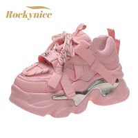 ♘ Women Platform Sneakers 6CM Sping Breathable Mesh Chunky Casual Dad Shoes Sports Vulcanized Shoes Woman Colorful Female Sneakers