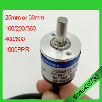 MINI Incremental Rotary Encoder เส้นผ่านศูนย์กลางภายนอก30มม. 25มม. เส้นผ่านศูนย์กลางเพลา6มม. AB 2เฟส Photoelectric Encoder 100 200 360 1000P